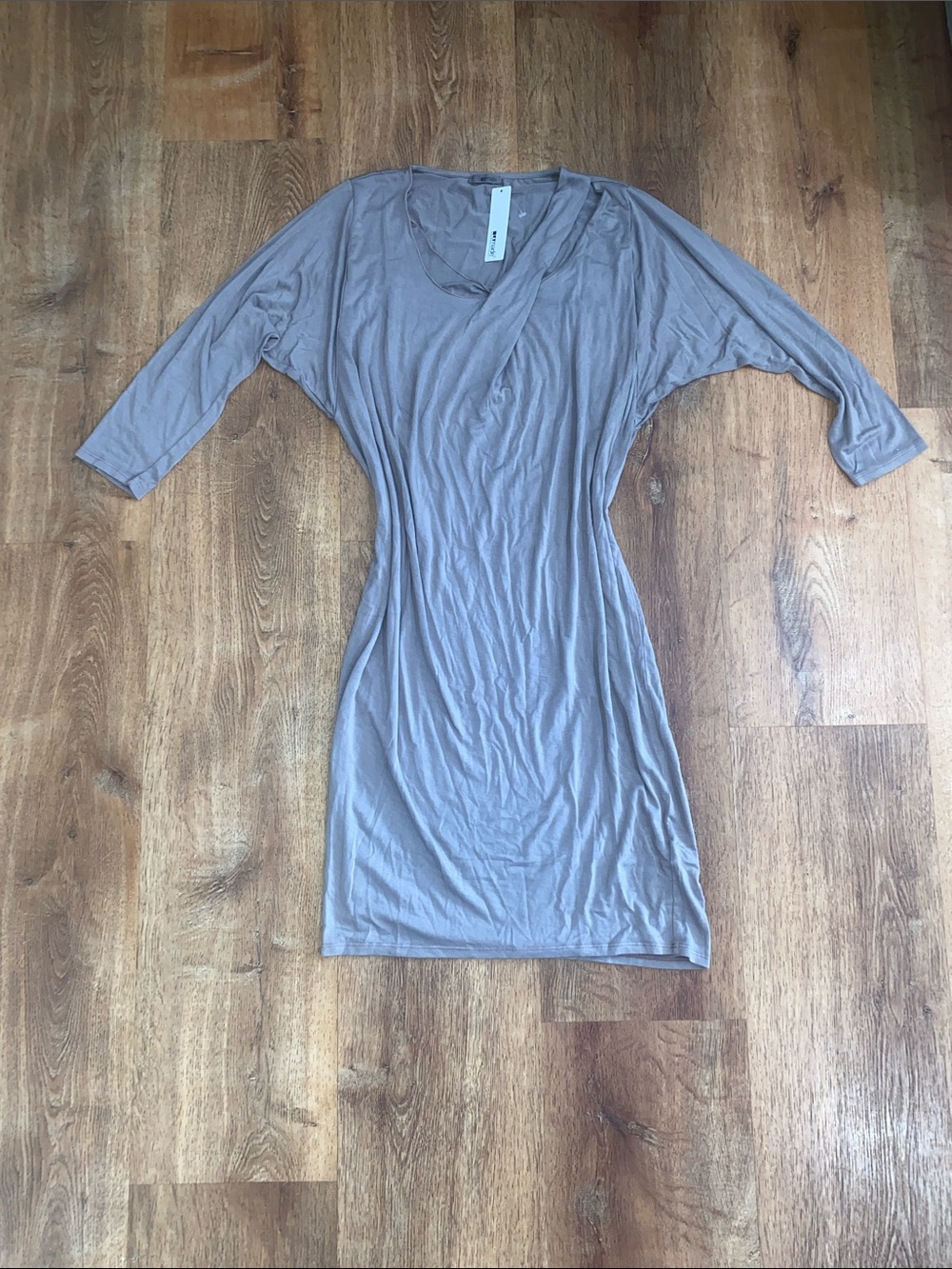 LAmade Taupe Gray Scoop-Neck Midi Dress